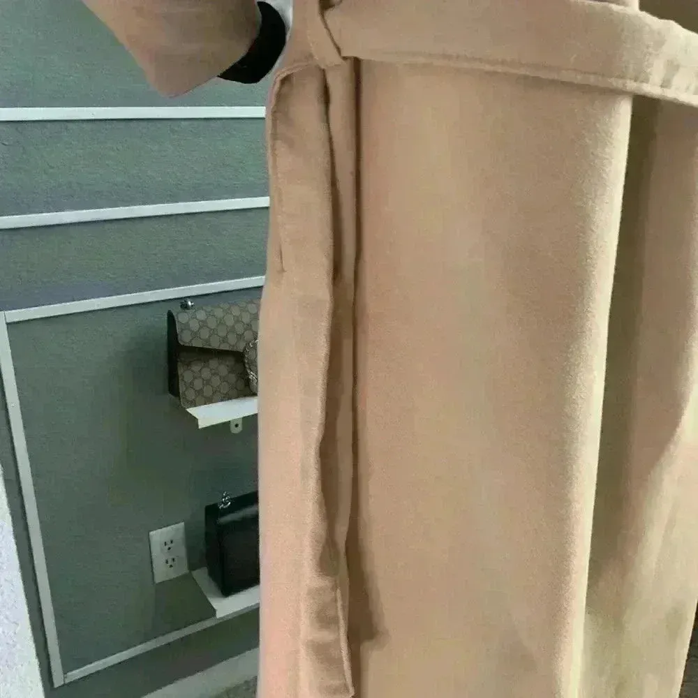 Boohoo Shawl Collar Belted Wrap Coat  Size Small - Image 8