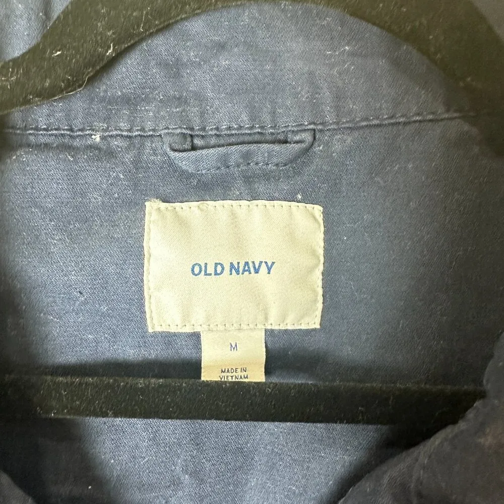 OLD NAVY Navy Blue Cargo Utility Jacket with Waist Cinch Size Medium - Image 6