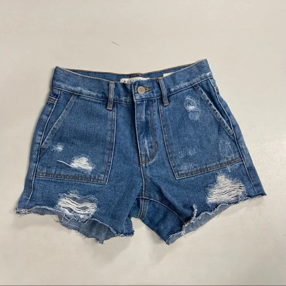 BULLHEAD DENIM COMPANY‎ Women’s Denim Distressed Shorts Blue Size 23 Blue - Image 10