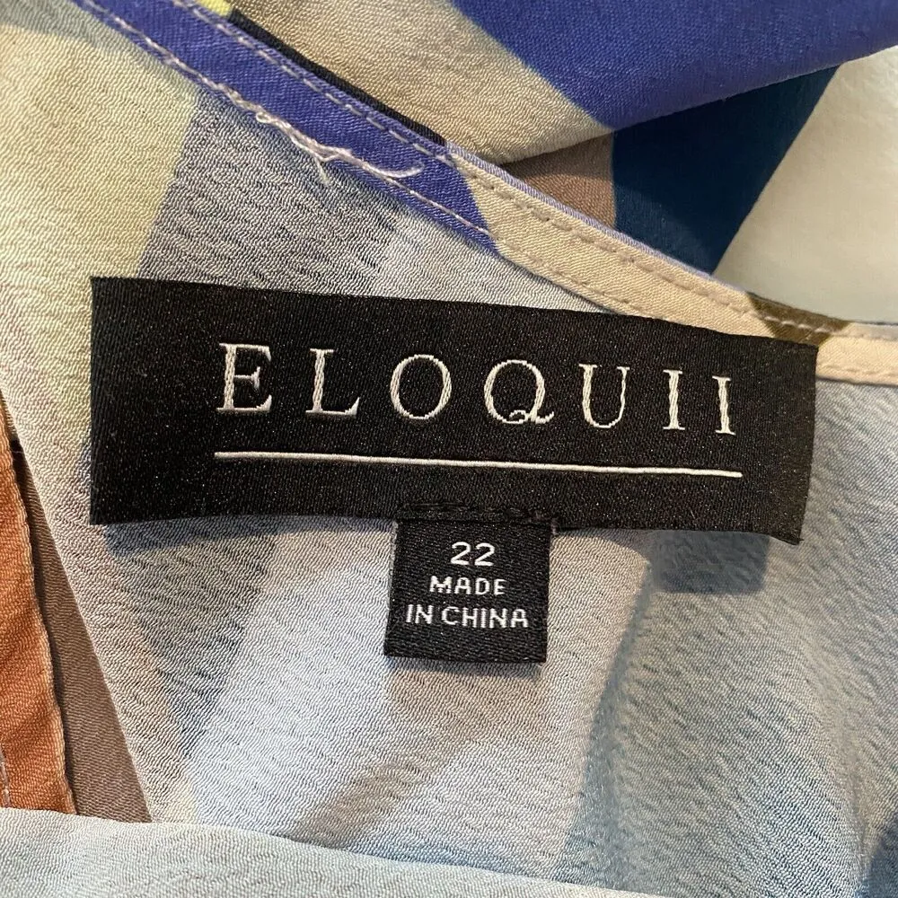 Eloquii A Line Colorful Geometric Allover Print Short Sleeve Long Dress Sz 22 - Image 6