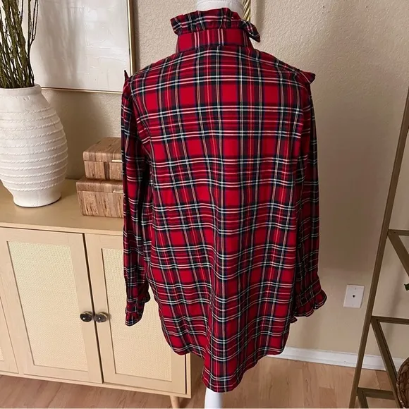 TUCKERNUCK Red Plaid Royal Stewart Tartan Ruffle Reagan Button Size XXL - Image 9