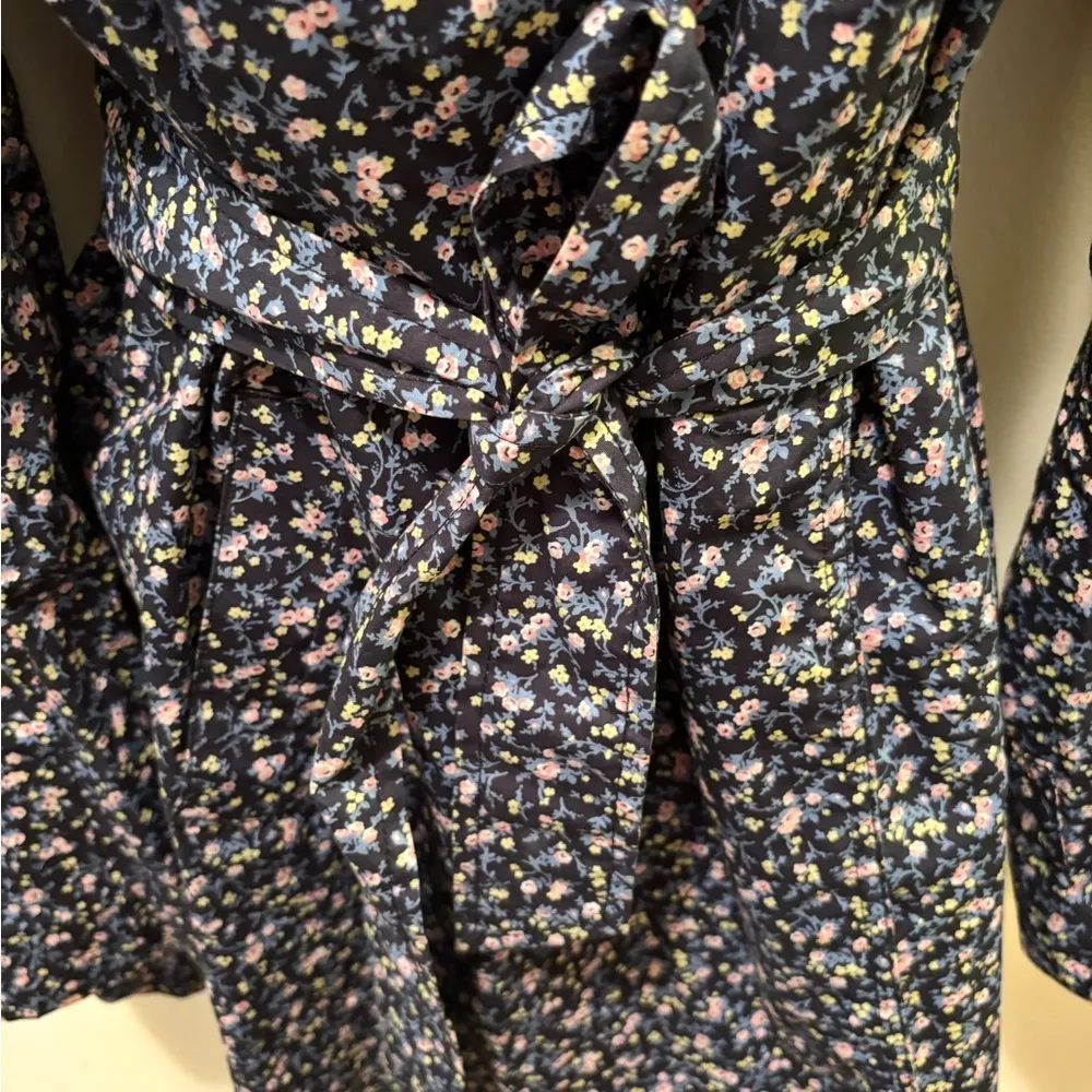 Paula Cahen D’Anver Belted Ditsy Floral Argentina Trench Coat Sz 2 Blue Lined - Image 7