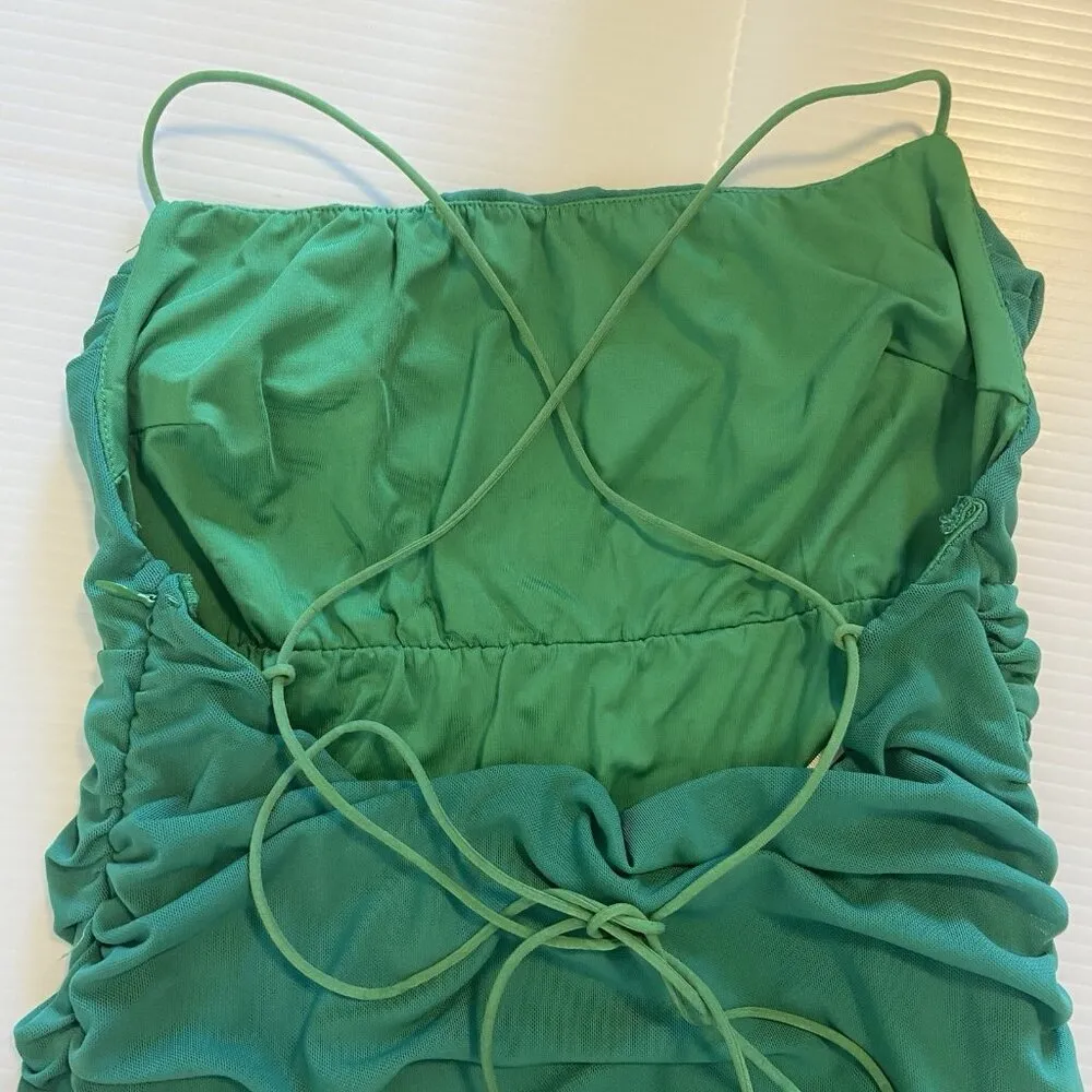 Princess Polly Singing In The Rain Green Mini Dress Size US 8 Bodycon Party Date - Image 14
