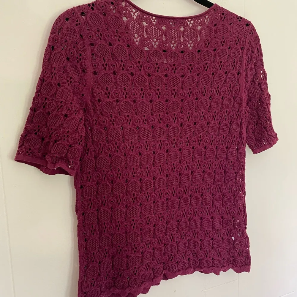 Ann Taylor Loft Petites open knit crochet short sleeve blouse ~ women’s sz SP - Image 8