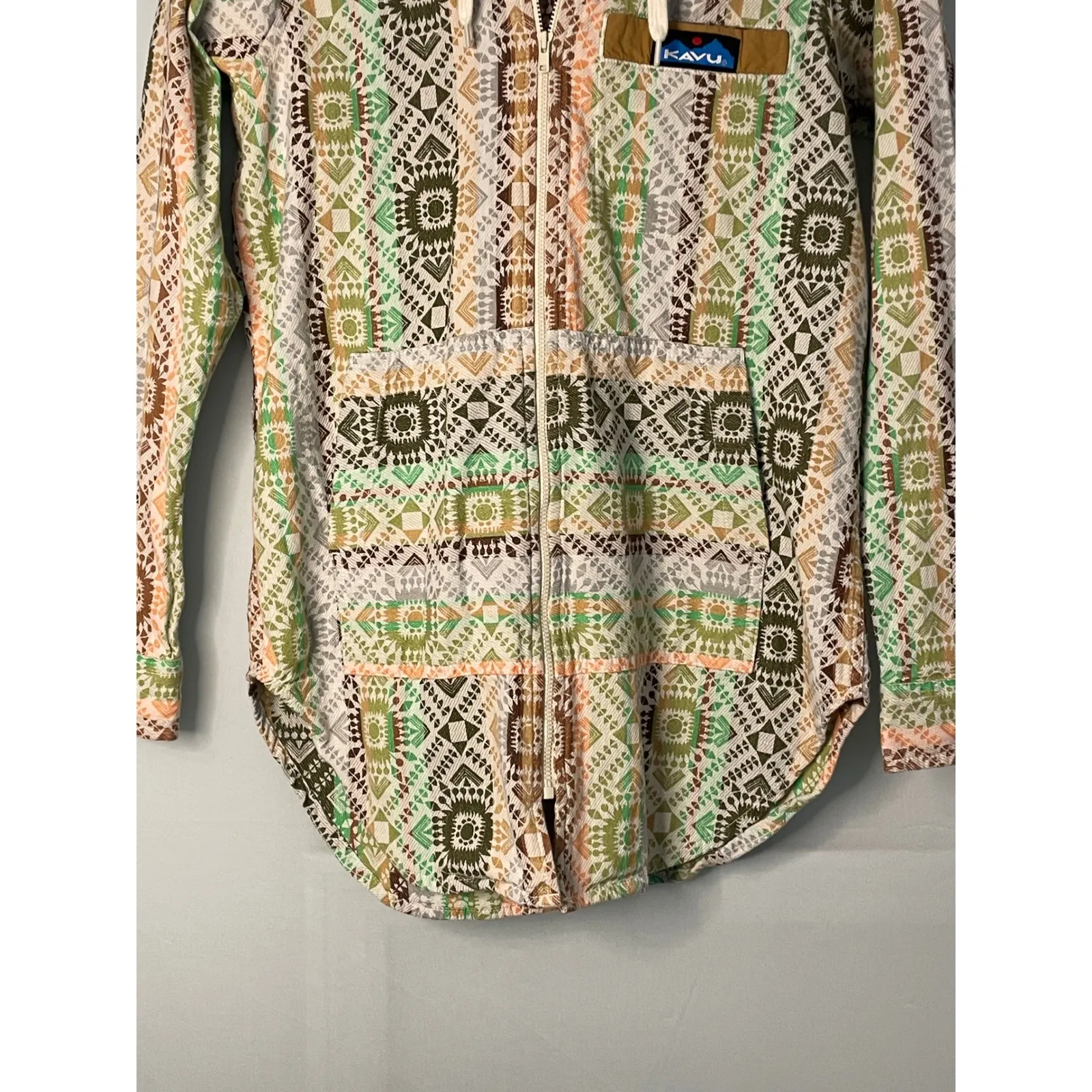 KAVU Southwest Geometric Print Zip Up Hoodie Sweatshirt Womens XS - Image 5