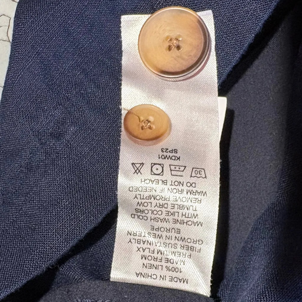 QUINCE Flax European Linen Weave Blazer w/Pockets in Navy Women's Coastal XL🧡 - Image 12