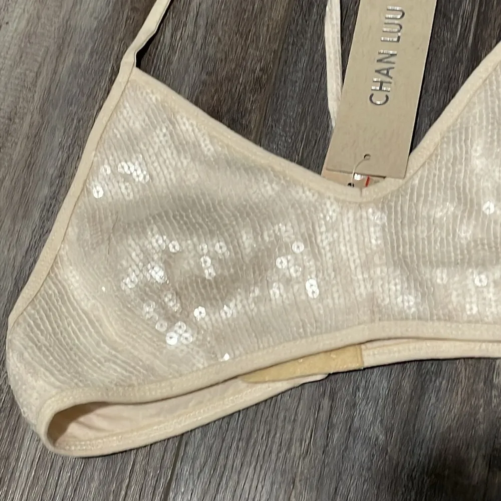 CHAN LUU SEQUIN BRA white swan clear small NEW - Image 6