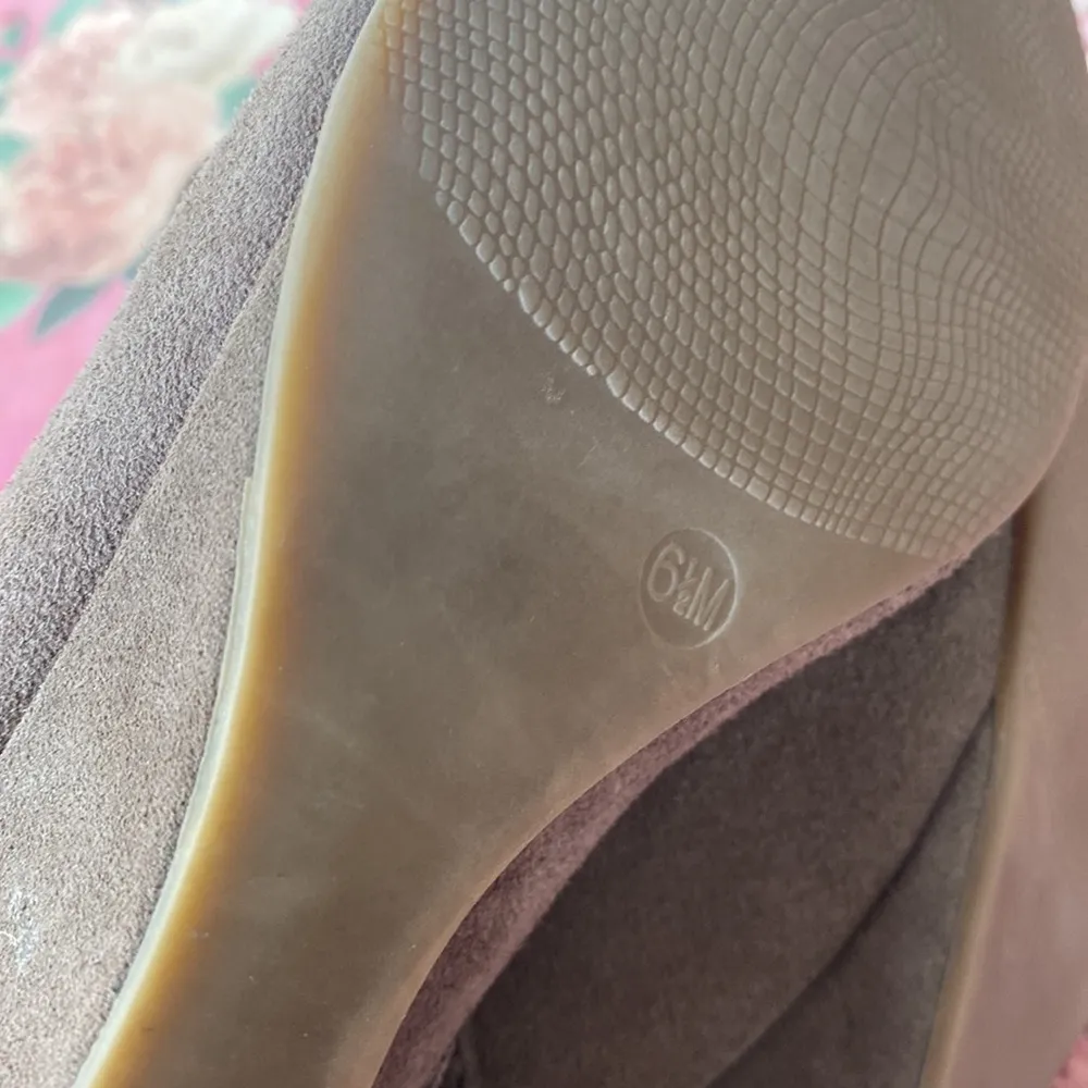 Crown vintage boots wedge suede‎ tan taupe leather 6.5 - Image 7