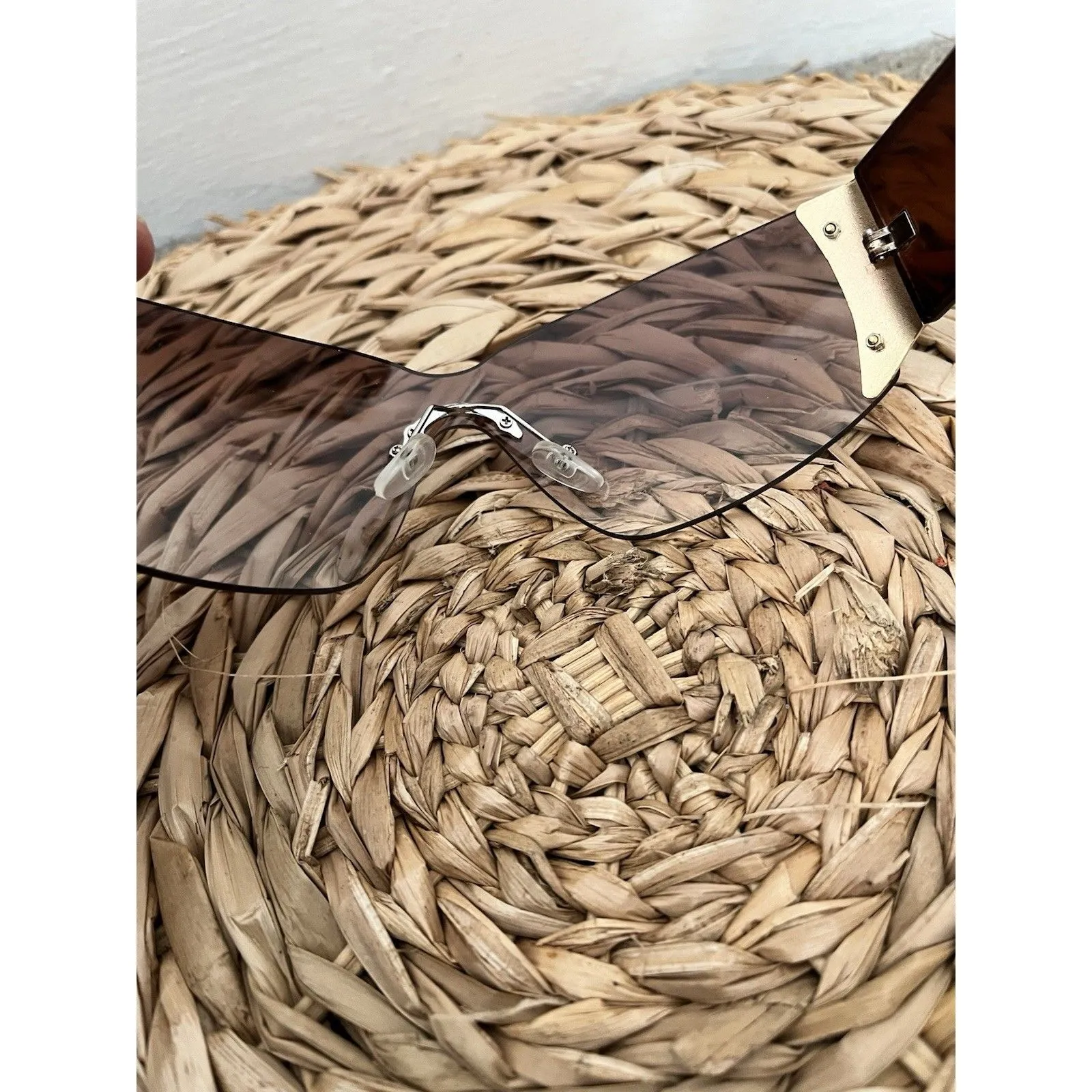 Unbranded Purple Pink Ombre Wraparound Rimless Shield Mask Sunglasses Stars - Image 6