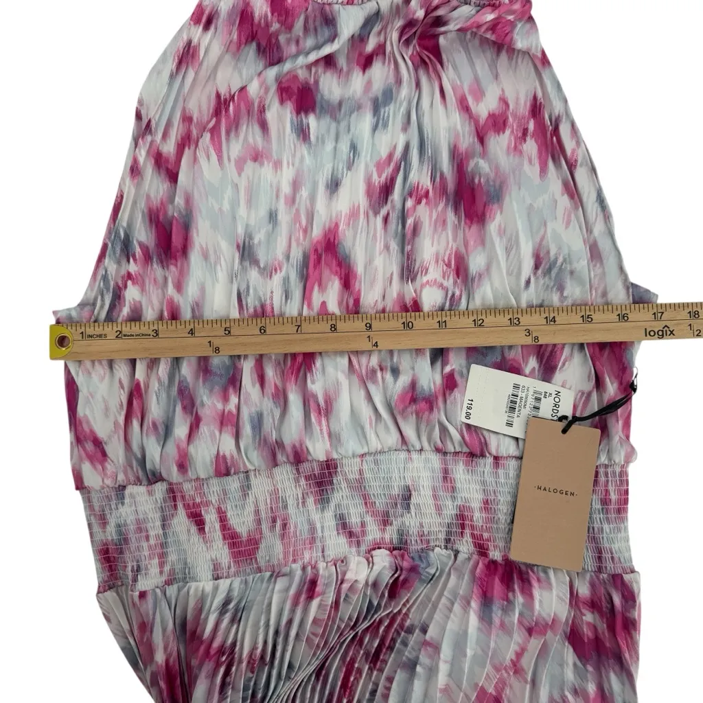 NWT Halogen Sleeveless Pleated Sharkbite Hem Midi Halter Dress Magenta Size XL - Image 7