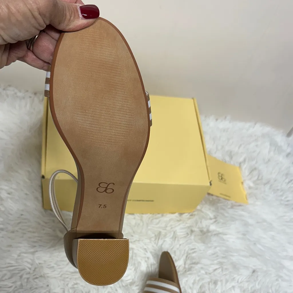 Cosy Island Brown Striped Block Heel Sandals with padded foot bed Tan Size 7.5 - Image 6