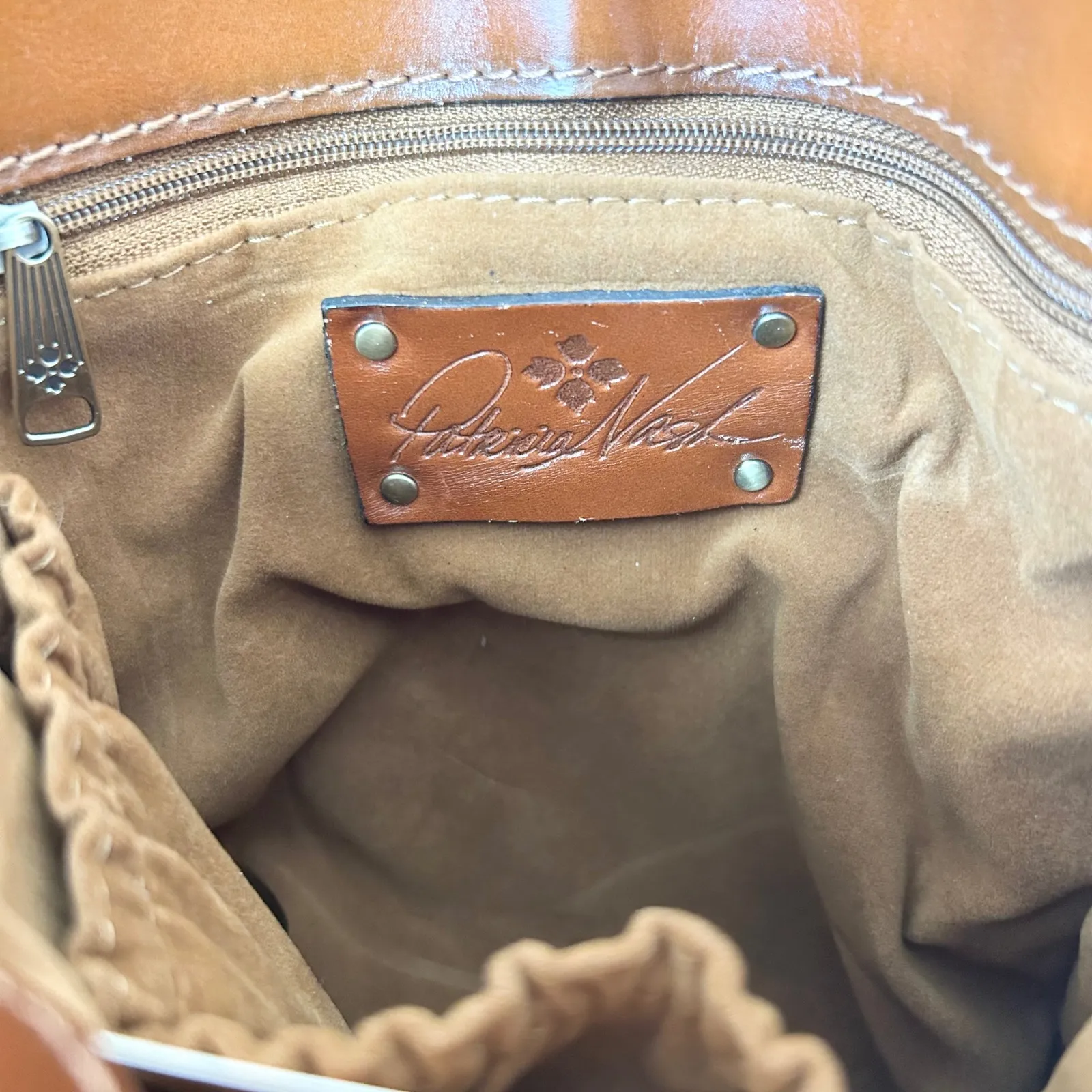 Patricia Nash Venezia Metallic Python Leather Crossbody Bag Brown Buckle Strap - Image 7