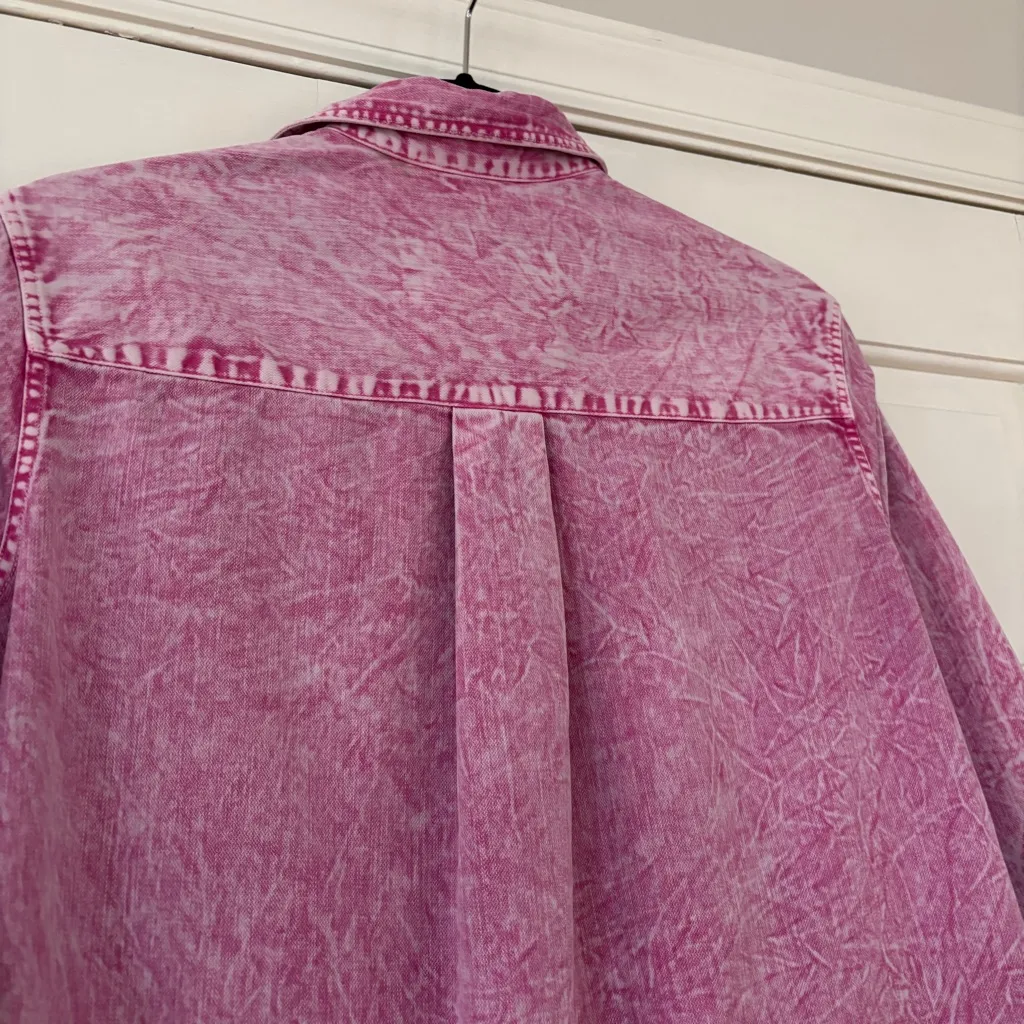 FRANK & EILEEN Size XS Pink Mineral Wash Denim Cotton Rory Maxi Shirt Dress - Image 14