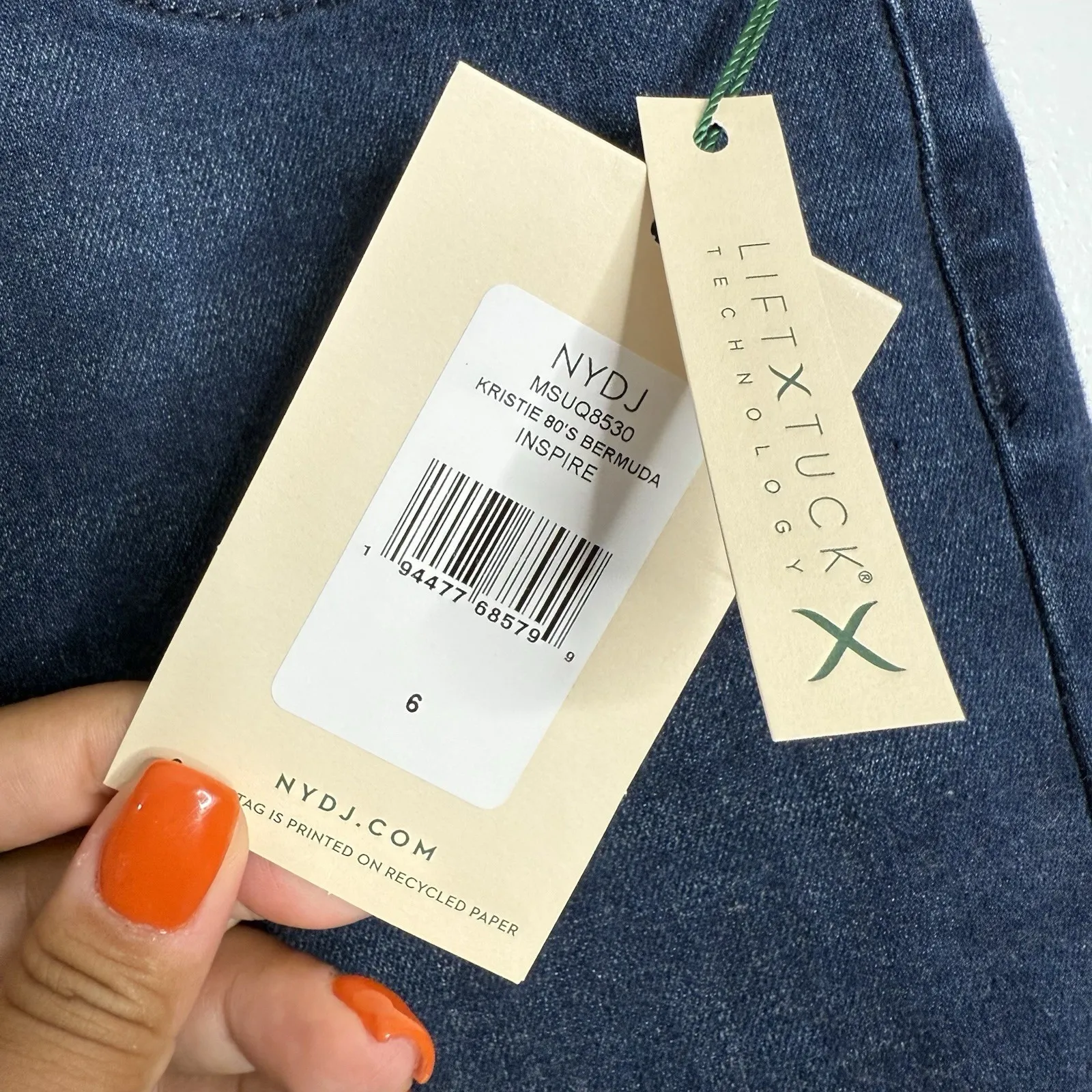 NWT NYDJ Kristie‎ 80's Bermuda Jean Shorts Inspire Wash Raw Hem Size 6 - Image 7