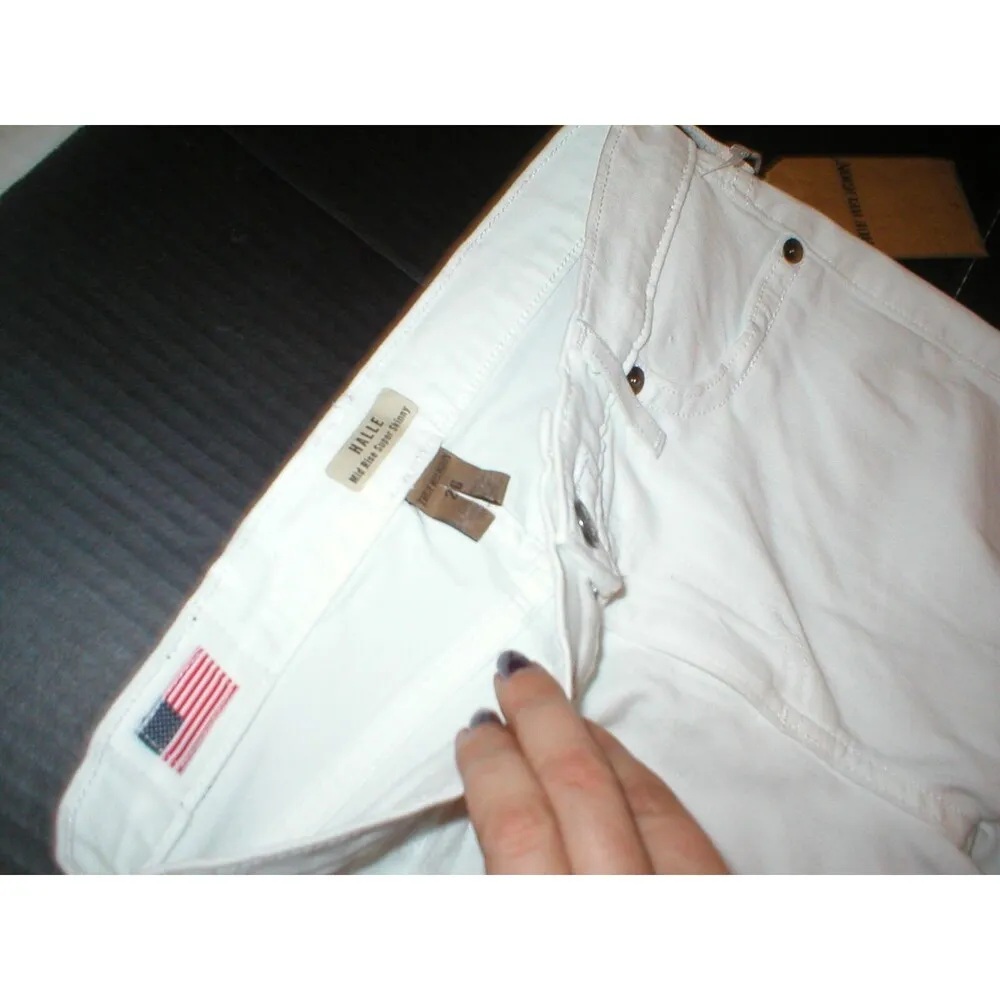 NWT New Womens True Religion USA Halle Jeans Skinny White Designer Patch 28 - Image 7