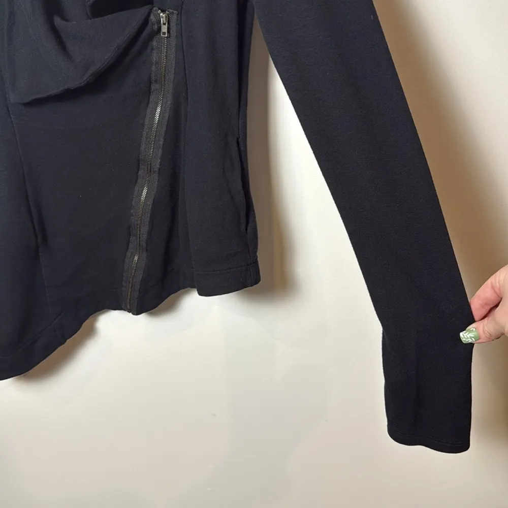 HEATHER by bordeaux Black Asymmetrical Zip Up Jacket Women's Size S - Image 6