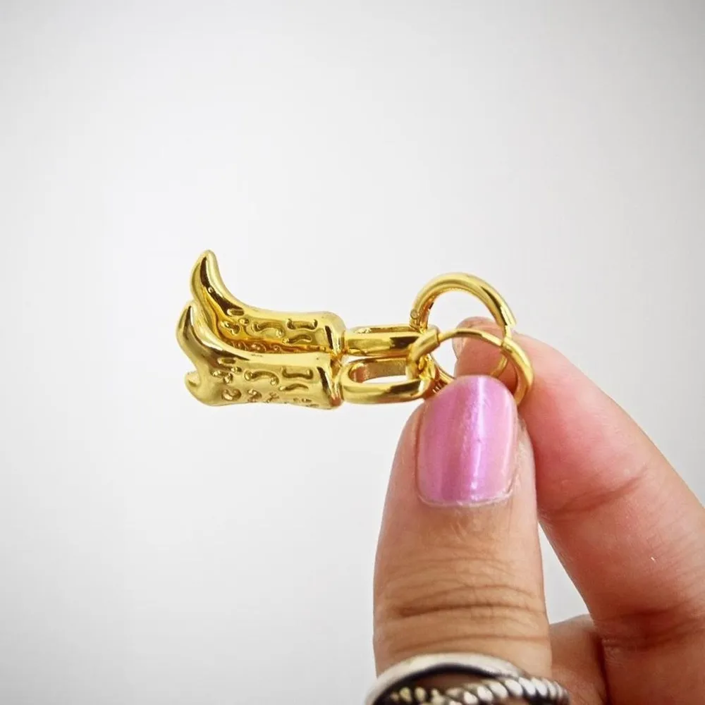 Stainless Steel Gold Cowboy Boot Earrings - Image 2