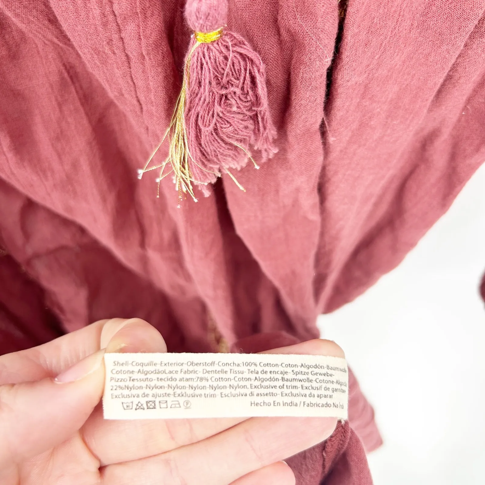 Free People Womens Boho Gauzy Most Loveliest Hoodie Dress Crochet Sleeve Size M - Image 11