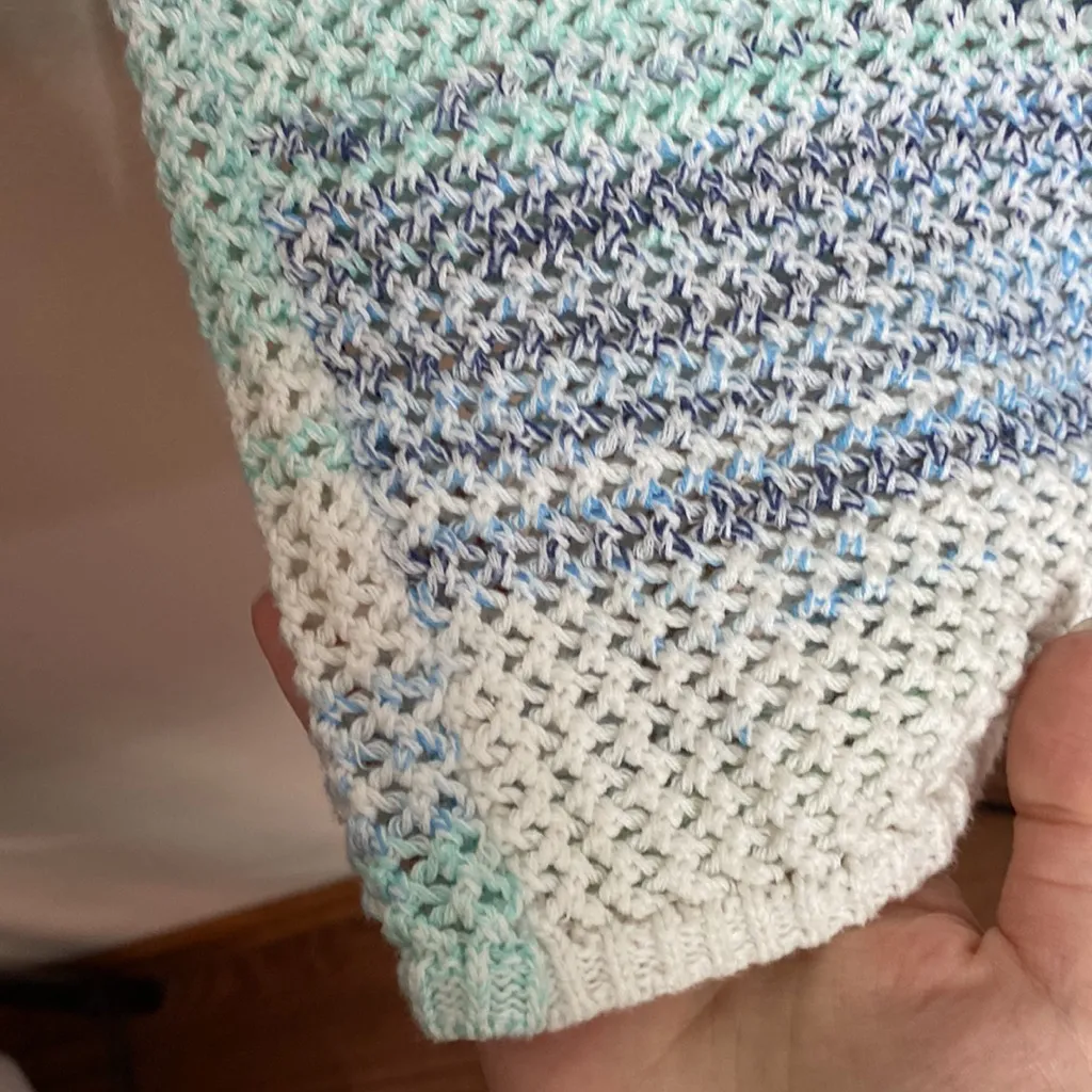 J Jill cotton tie dye crochet open knit 3/4 sleeve tunic length sweater size M White Size M - Image 8