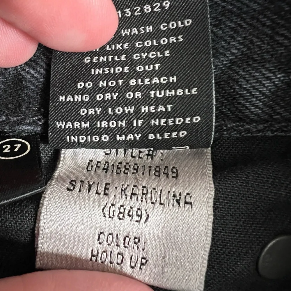 GRLFRND Karolina Jeans Size 27 Hold Up Black Wash High Rise Raw Hem Made USA - Image 7