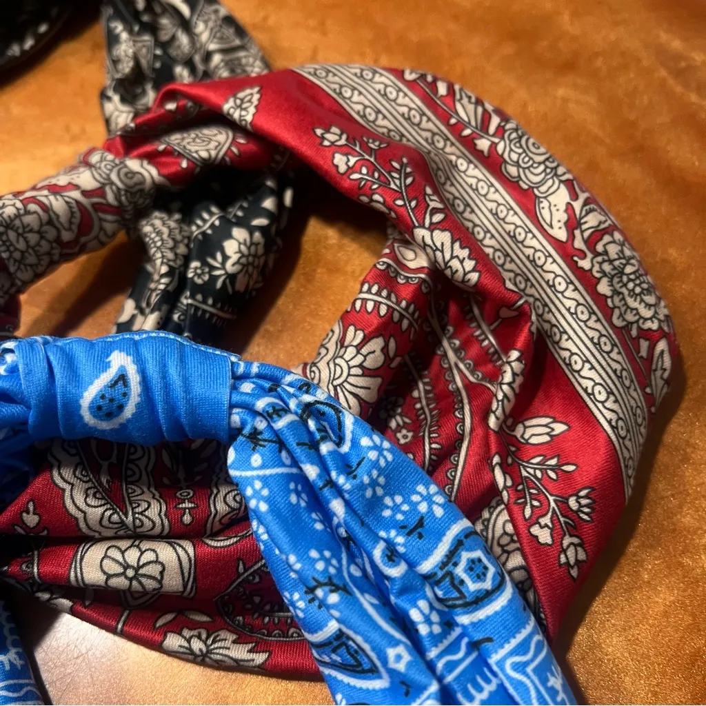 NWOT Large Bohemian style Wide Head bands set of 4 red blue multicolor - Image 12