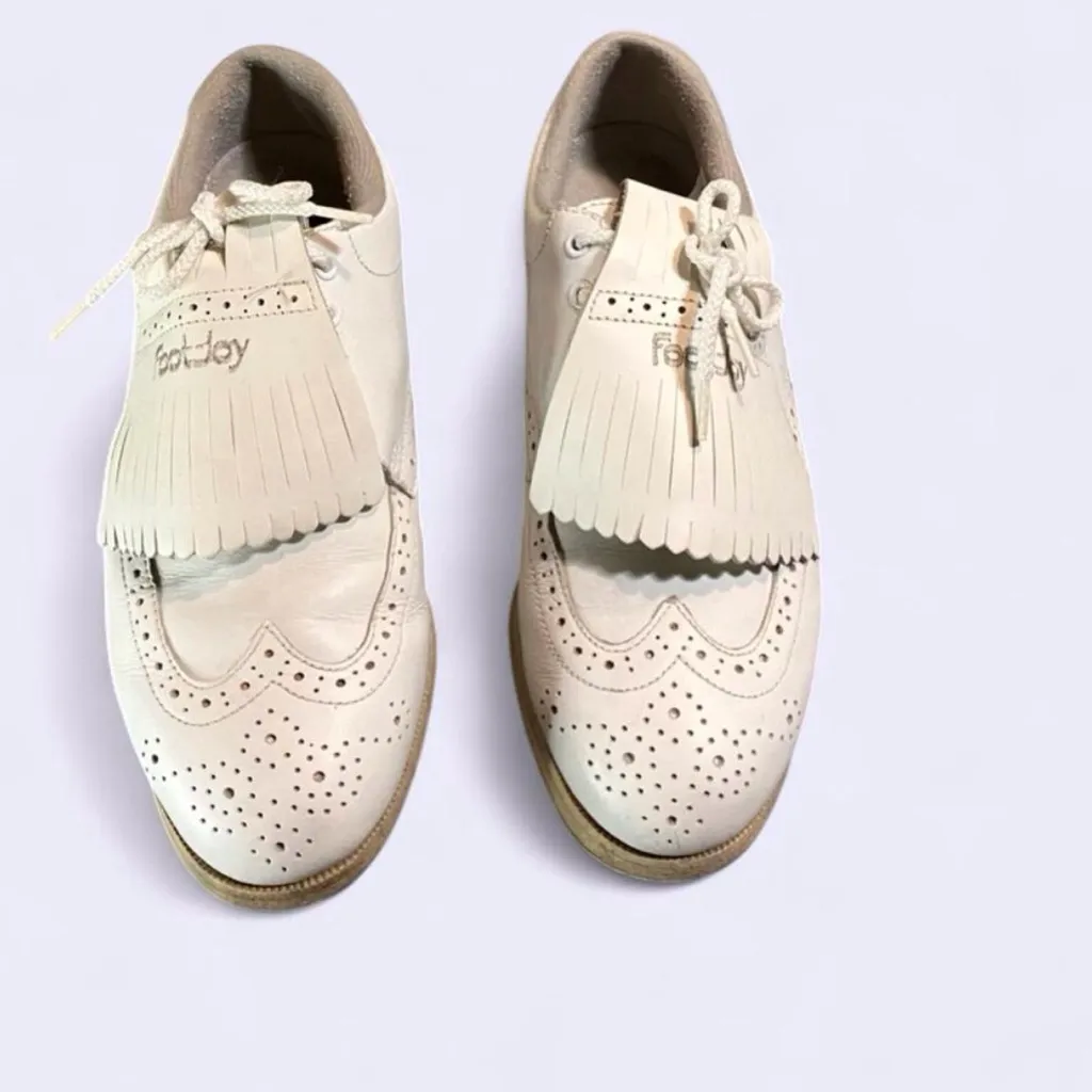 FootJoy SoftJoys Womens Golf Shoes White Wingtip #98368 Metal Spikes FS! - Image 2