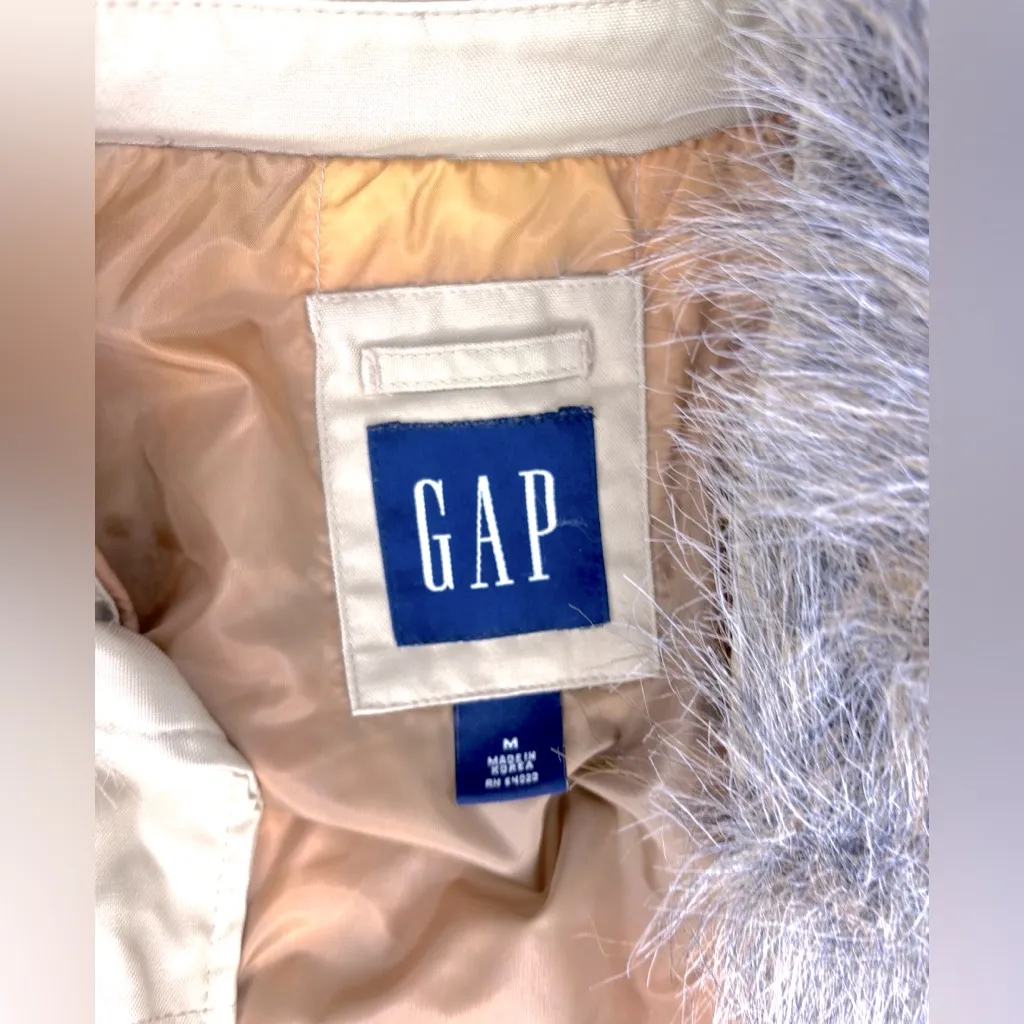GAP VINTAGE 90’s Women’s Beige Puff Winter Jacket with Detachable Collar - Image 9