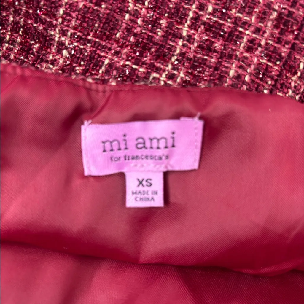 Mi ami XS Tweed Preppy Pink Red Mini Dress Londoner Look - Image 10