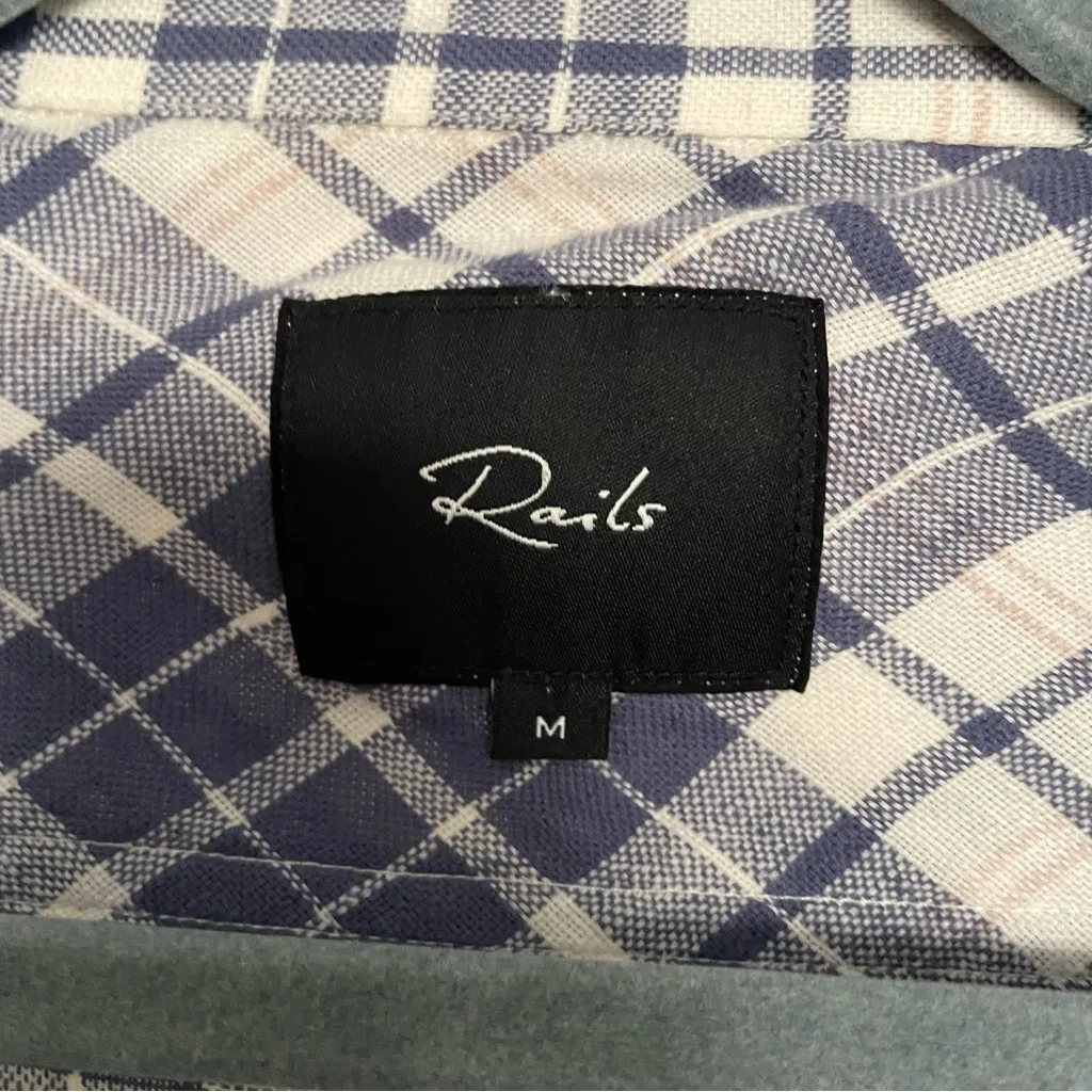 Rails Blue Plaid 100% Cotton Clean Girl Bohemian Grunge Button Down Shirt Medium - Image 3