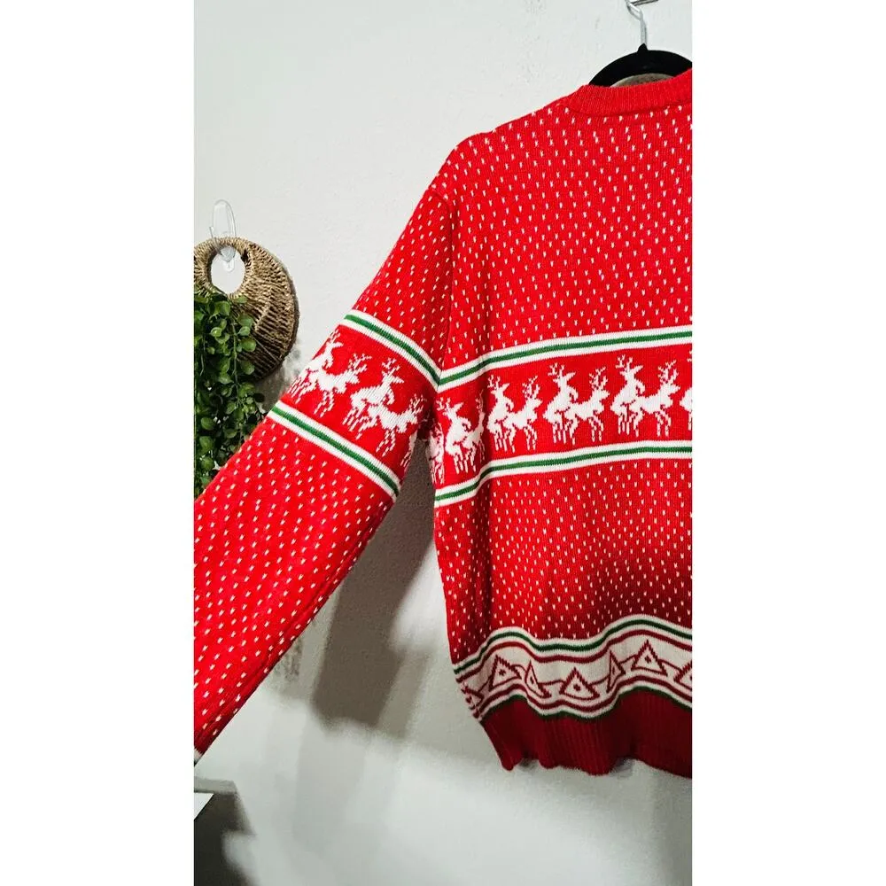 Tipsy Elves Ugly Christmas Reindeer Conga Line V-Neck Ugly Sweater Unisex XL-2XL - Image 11