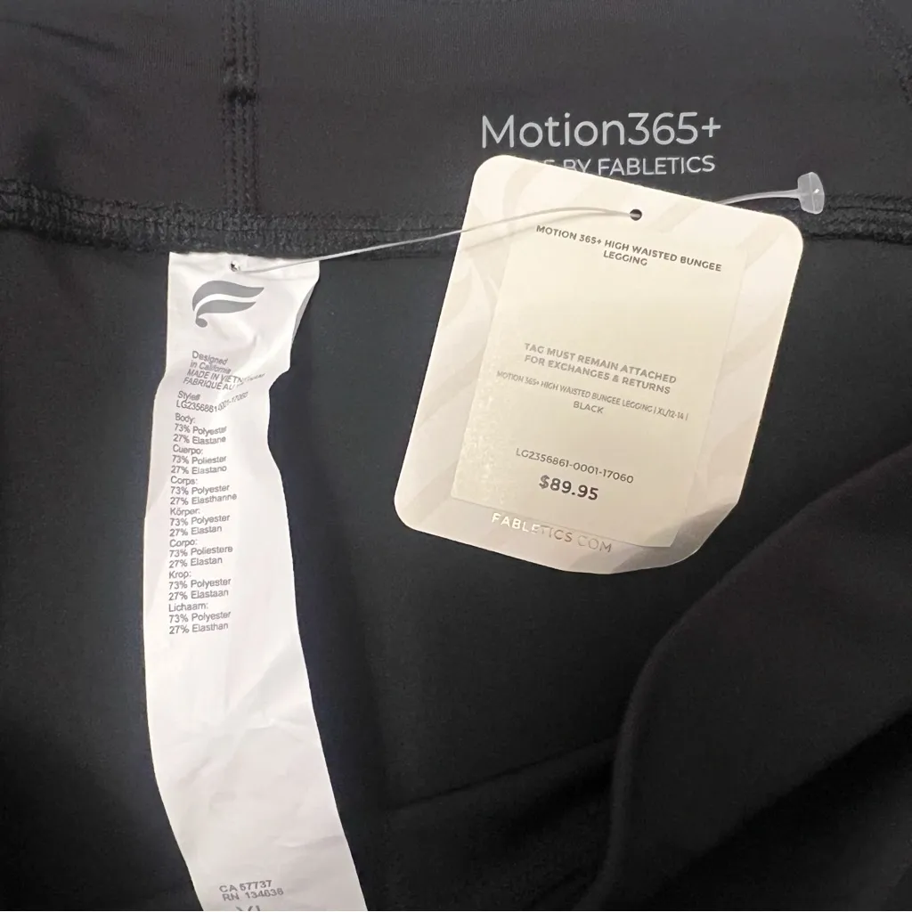 Motion 365+ by Fabletics Black High Waisted Bungee Leggings Size XL (12-14) NEW - Image 8