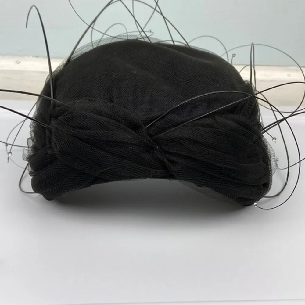 Jack McConnell Hat Vintage Feathers Rhinestones Black - Image 3