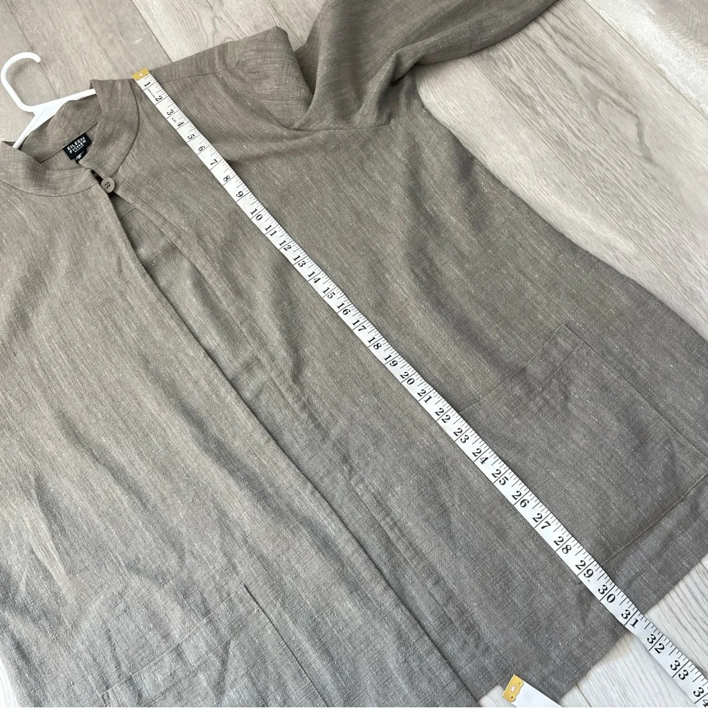 Eileen Fisher Jacket cotton linen open womens Tan (size 1x) lagenlook natural - Image 6