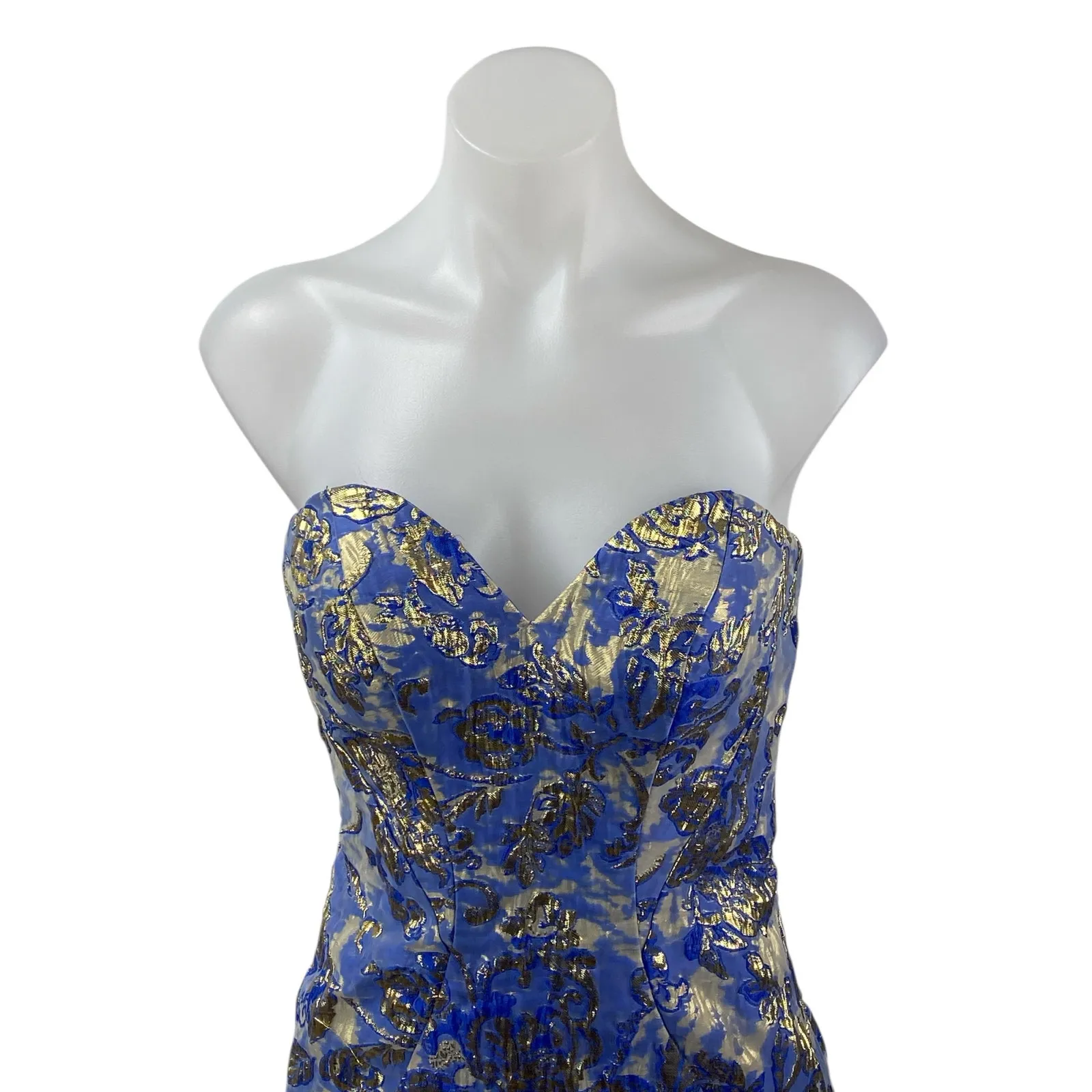 NEW Mac Duggal Metallic Floral Jacquard Bandeau Tube Maxi Mermaid Gown Dress 0 - Image 2