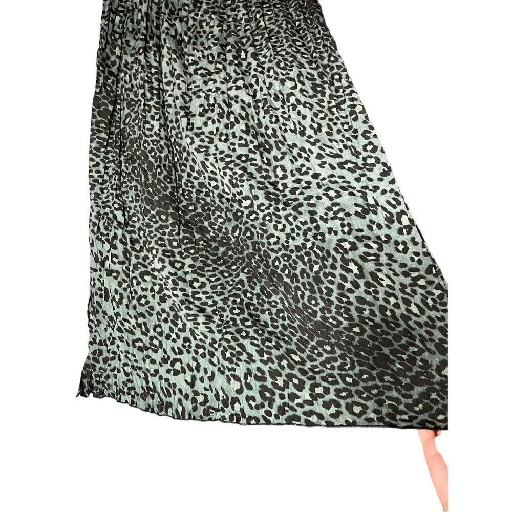 Elan  Blue Green‎ Leopard Print Maxi Skirt Size Medium - Image 4