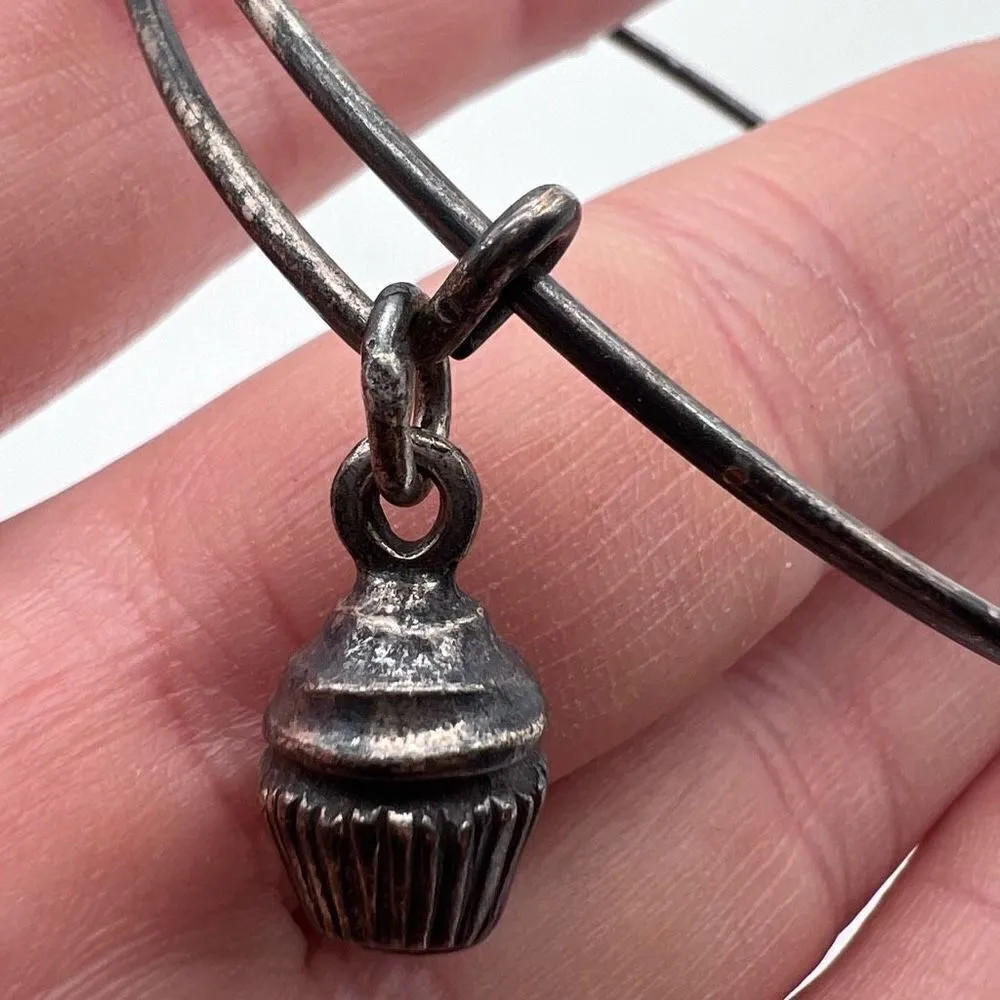 Alex and Ani Cupcake Charm Bangle Bracelet Silvertone dessert cute fun cup‎ cake - Image 3