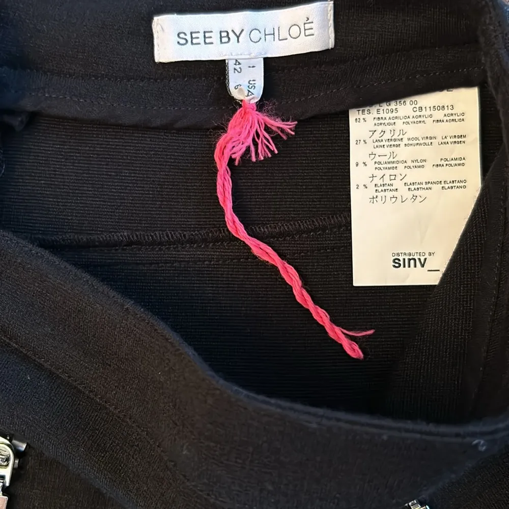 NEW Authentic See By Chloé Zippered Scalloped Black Flare Mini Skirt A-Line - Image 8