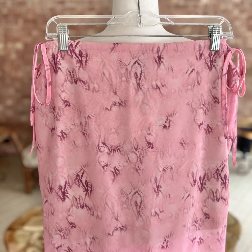 NWT Cider Maxi Skirt S Pink Floral Tie Waist Cutout Chiffon Party Date Festival - Image 4