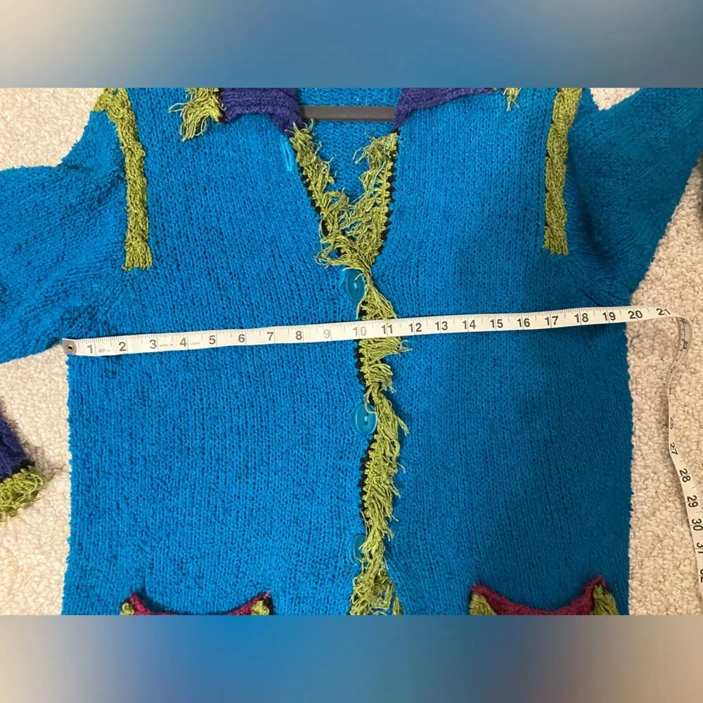 Vintage Design Options Colorblock Button Down Cardigan sweater Bright Medium Pink - Image 12