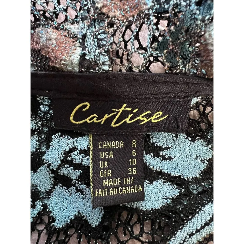 Cartise Women's Floral Sheer Lace Jacket Size 6 Multicolor Mid - Image 3