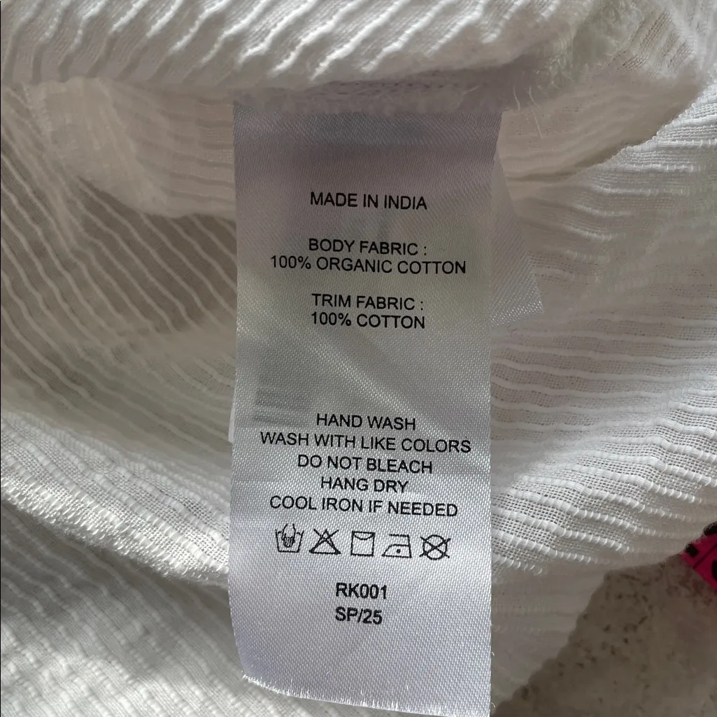 Quince Organic Textured Cotton Peasant Blouse White - Image 14