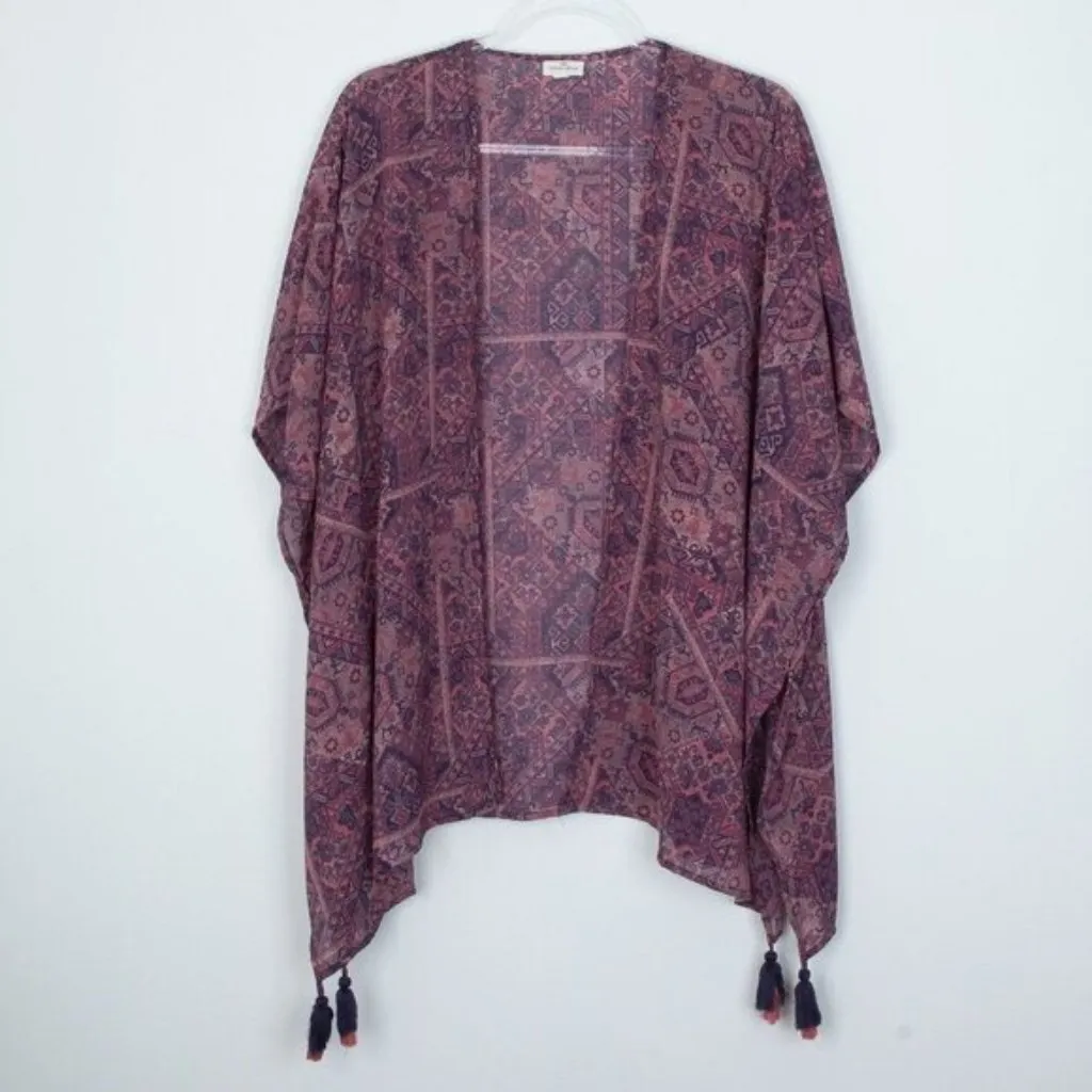 Mason & Belle Womens Open Front Kimono Size M Tassels Hippie Aztec Southwestern - Image 3