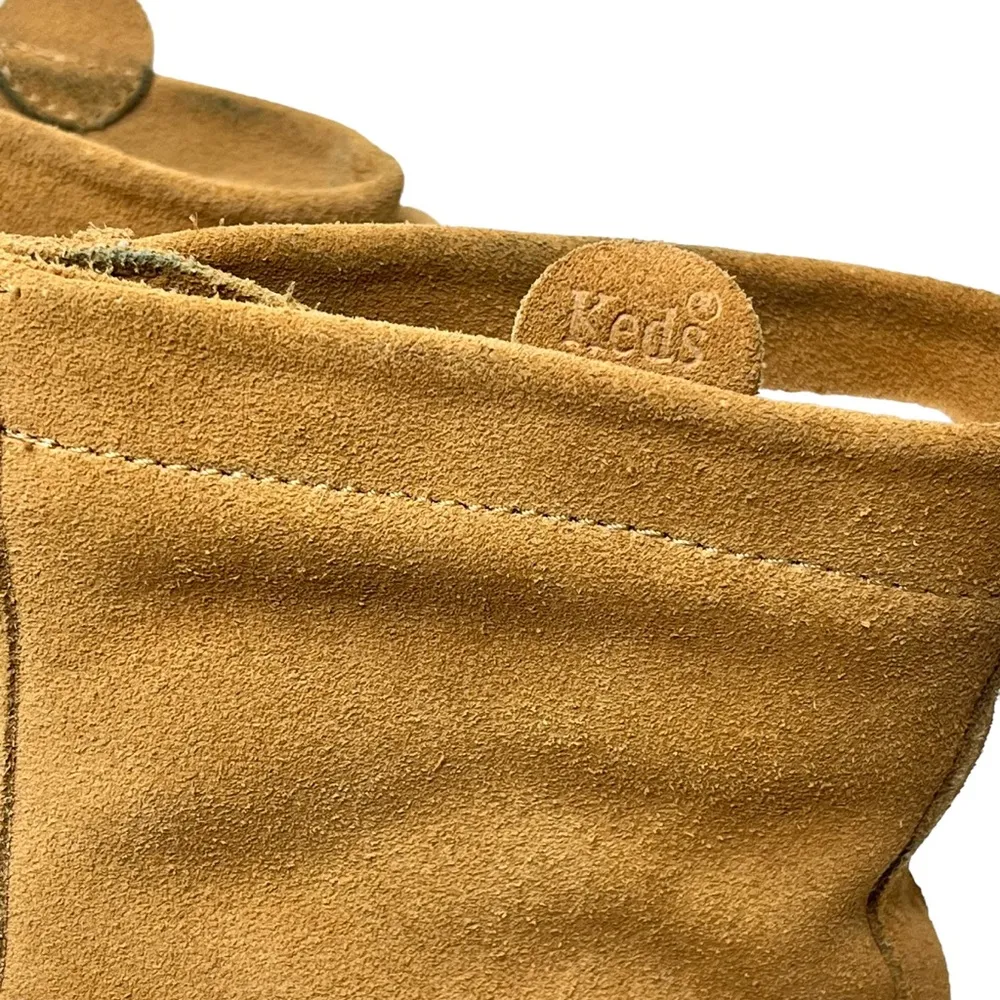 Keds Suede Shearling Tan Lace Up Moccasin Ankle Boots Booties 7.5 - Image 5