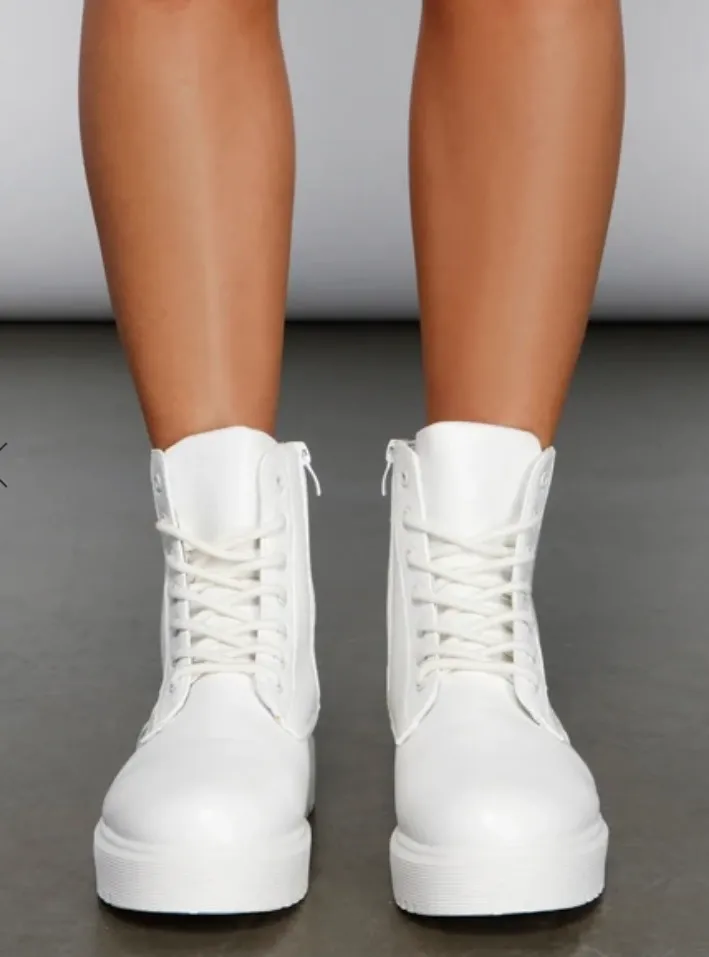 Windsor White Combat Boots - Image 3