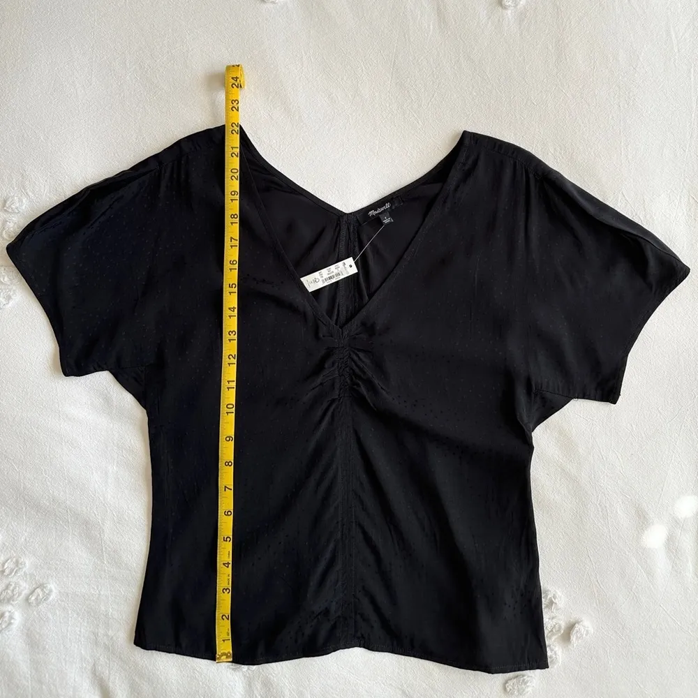 NWT  Puff Sleeve Floral Jacquard Top - Black Satin - 2 - Image 14