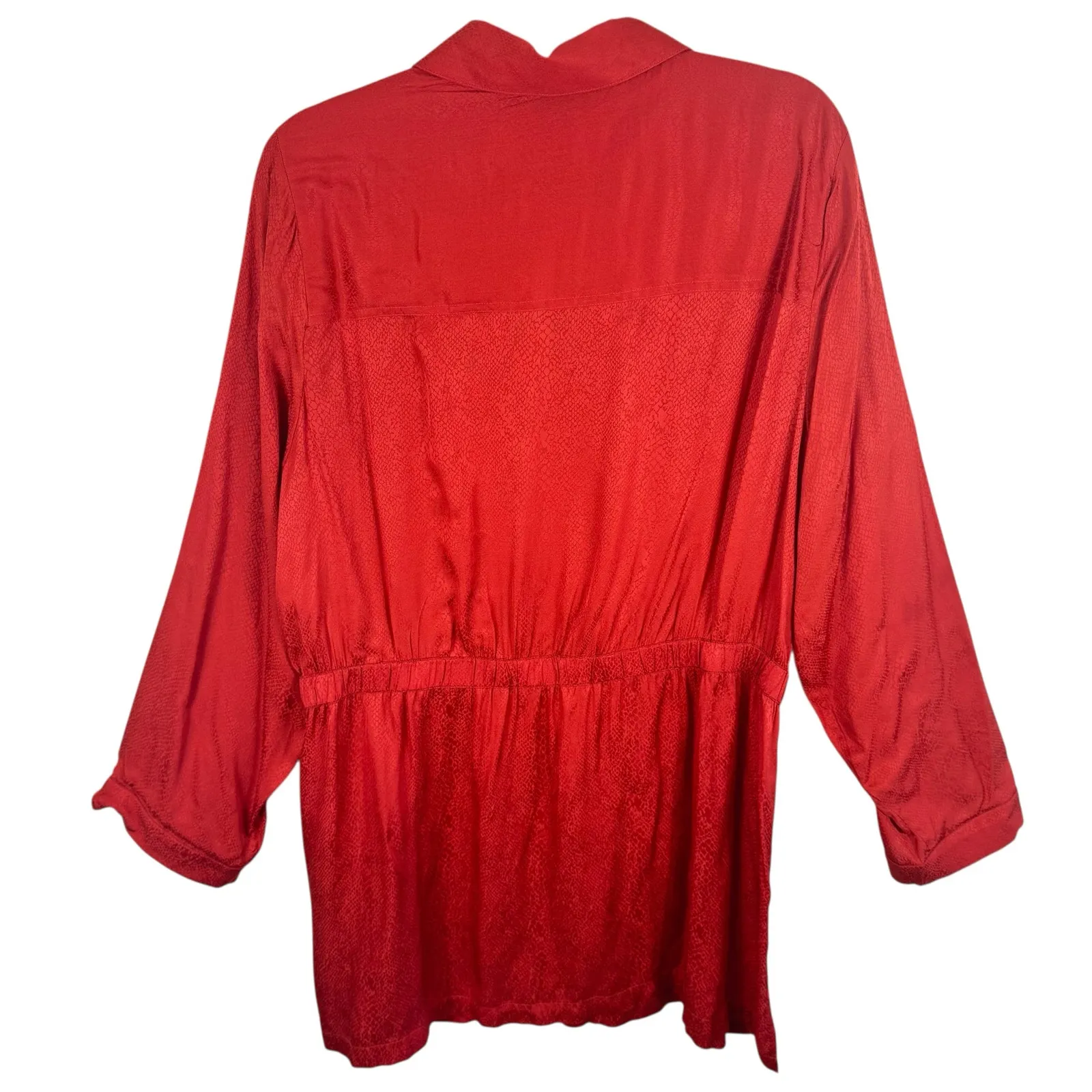 Chico's Orange Long Roll Tab Sleeve Lightweight Full Zip Short Shirt Dress Sz XL - Image 2