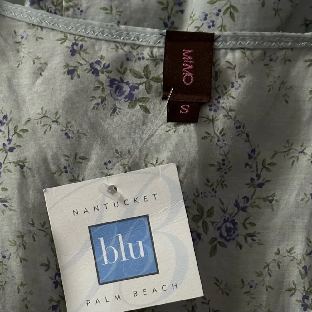 Mimo Women’s Size S Light Blue Floral Print Cotton Voile Sleeveless Tank Dress - Image 7