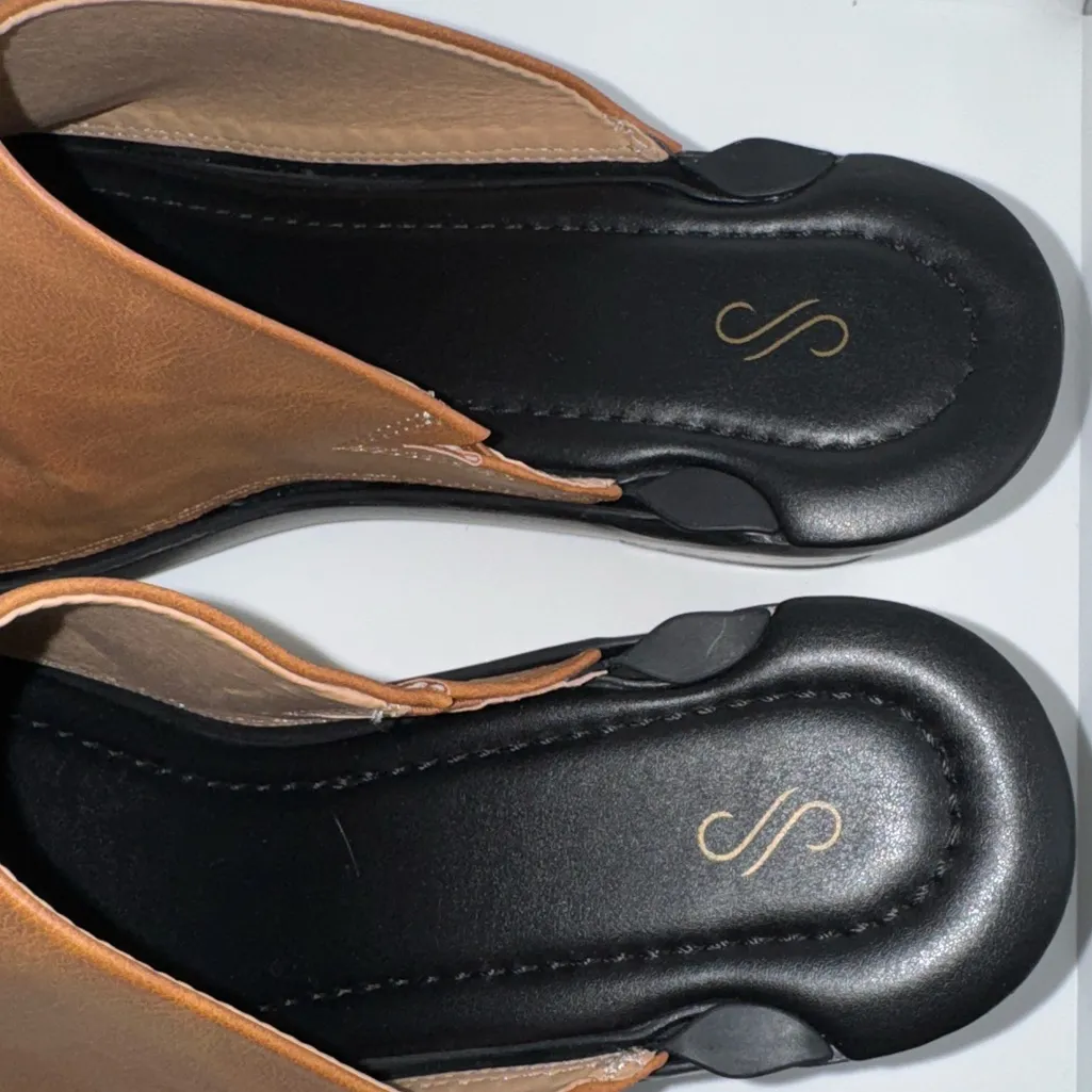 Solely Jane SYDNEY HEELS Cinnamon Top & BLACK BASE Women’s 8 Interchangeable Tan - Image 3