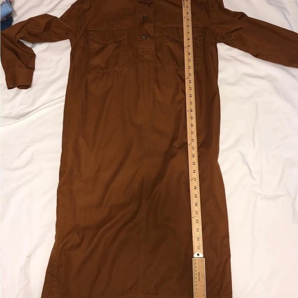Gap Shirt Dress Size S Brown Khaki Midi Summer Spice Fall Belted Pockets Rust - Image 6