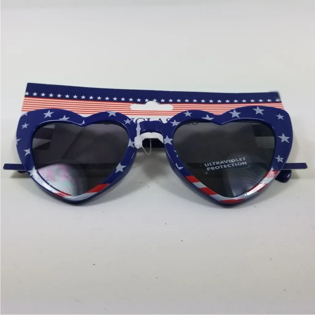USA American‎ flag heart sunglasses with UV protection Red - Image 2